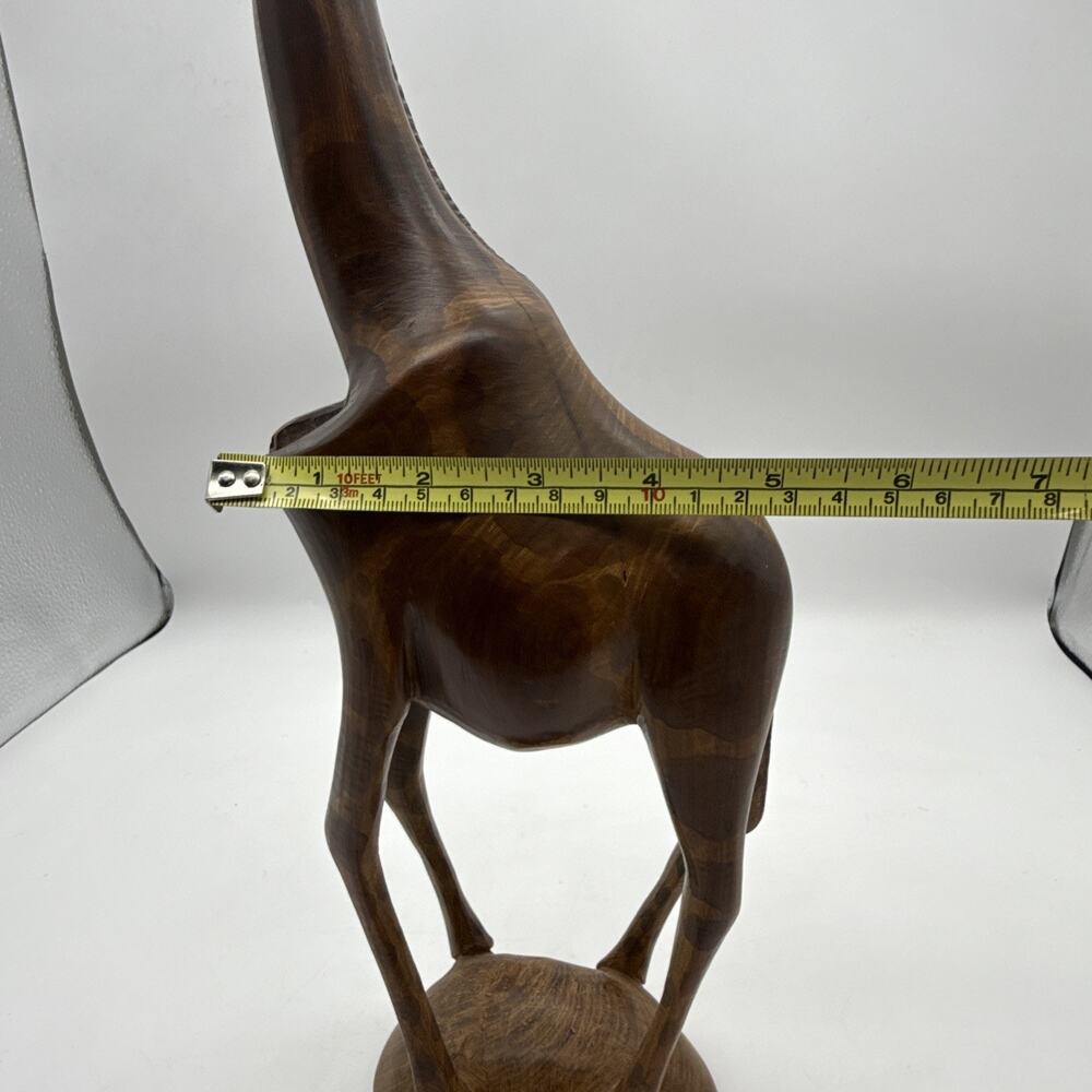 Hand Carved Wooden Giraffe Safari Art Figure 18” Tall Made in Africa? - Picture 10 of 10